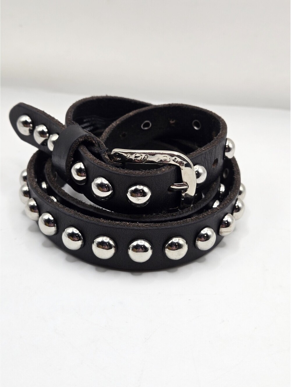 Urban Outfitters Black Leather Studded Belt Silver Dome Punk Grunge Goth Size M